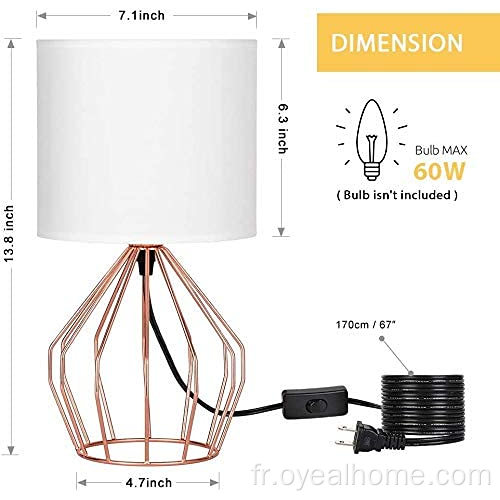 Petite lampe de chevet avec tissu en tissu en lin blanc